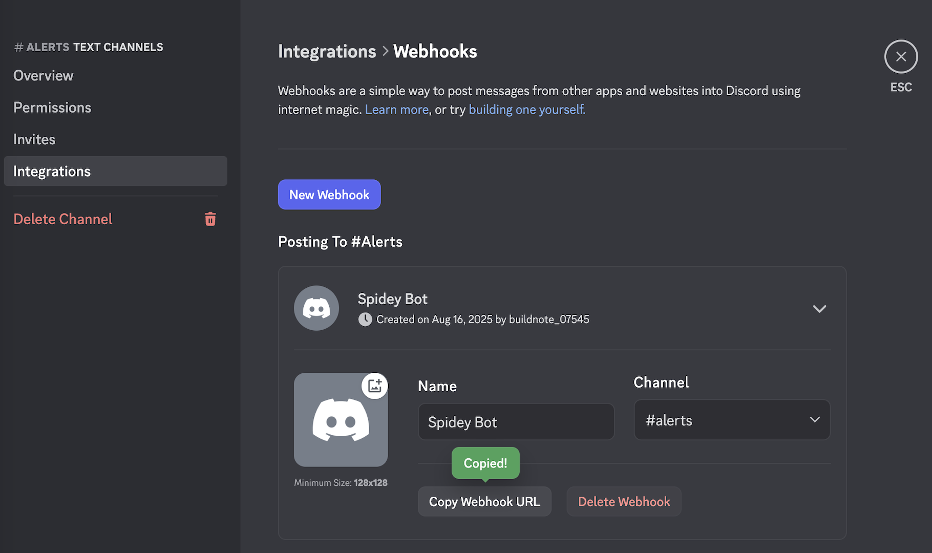 Discord Webhook Created