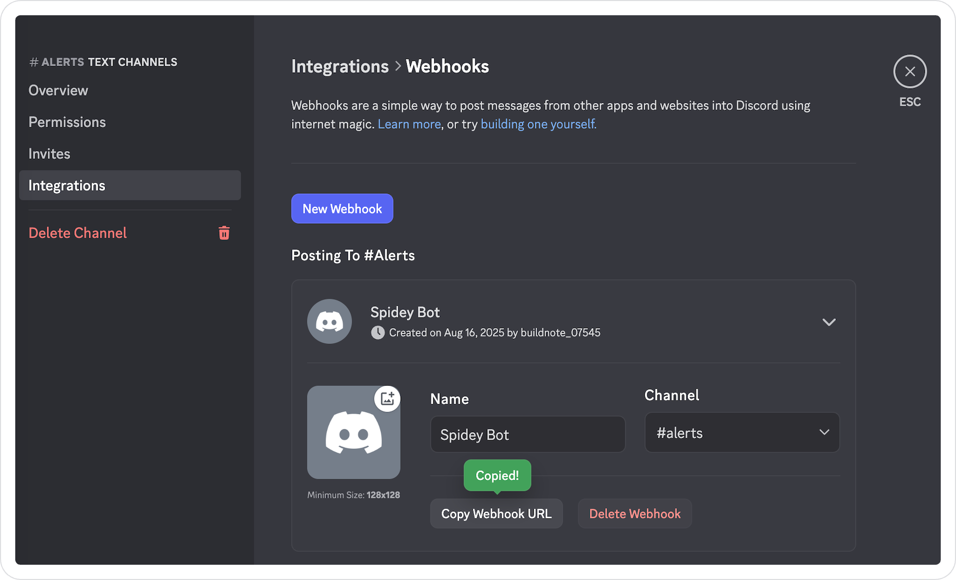Discord Webhook Created