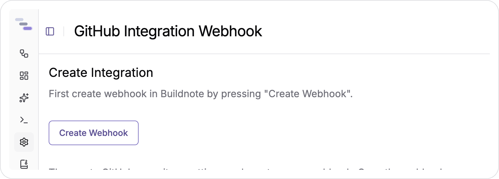 Create GitHub Webhook In Buildnote