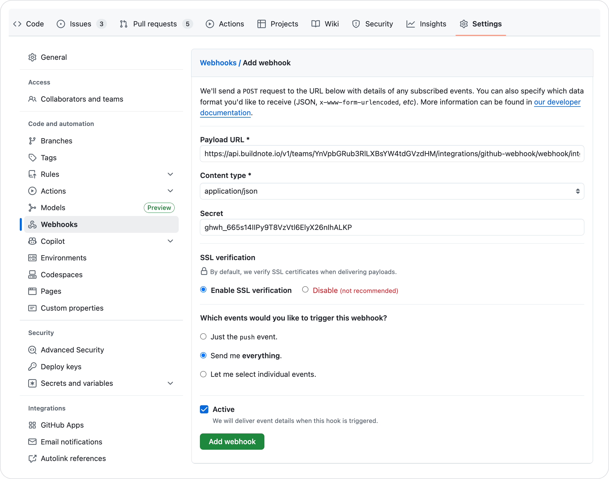 Configure GitHub Webhook