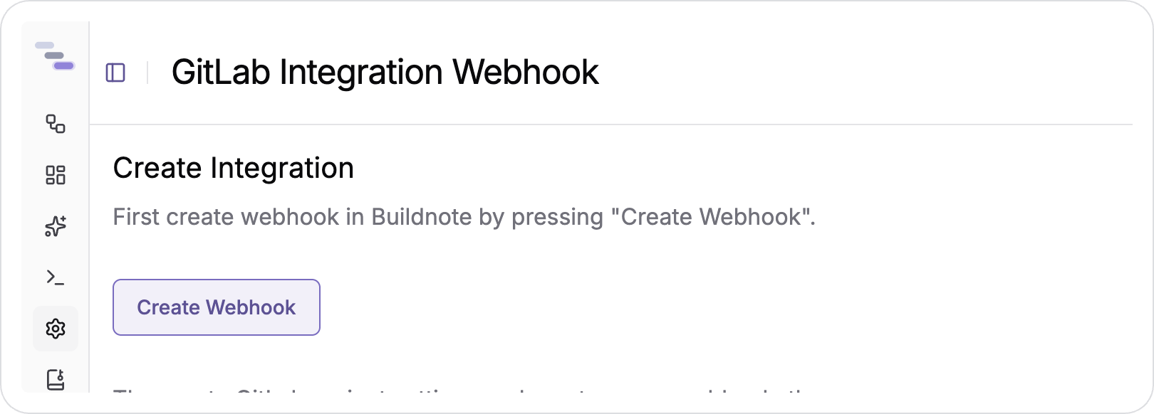 Create GitLab Webhook In Buildnote