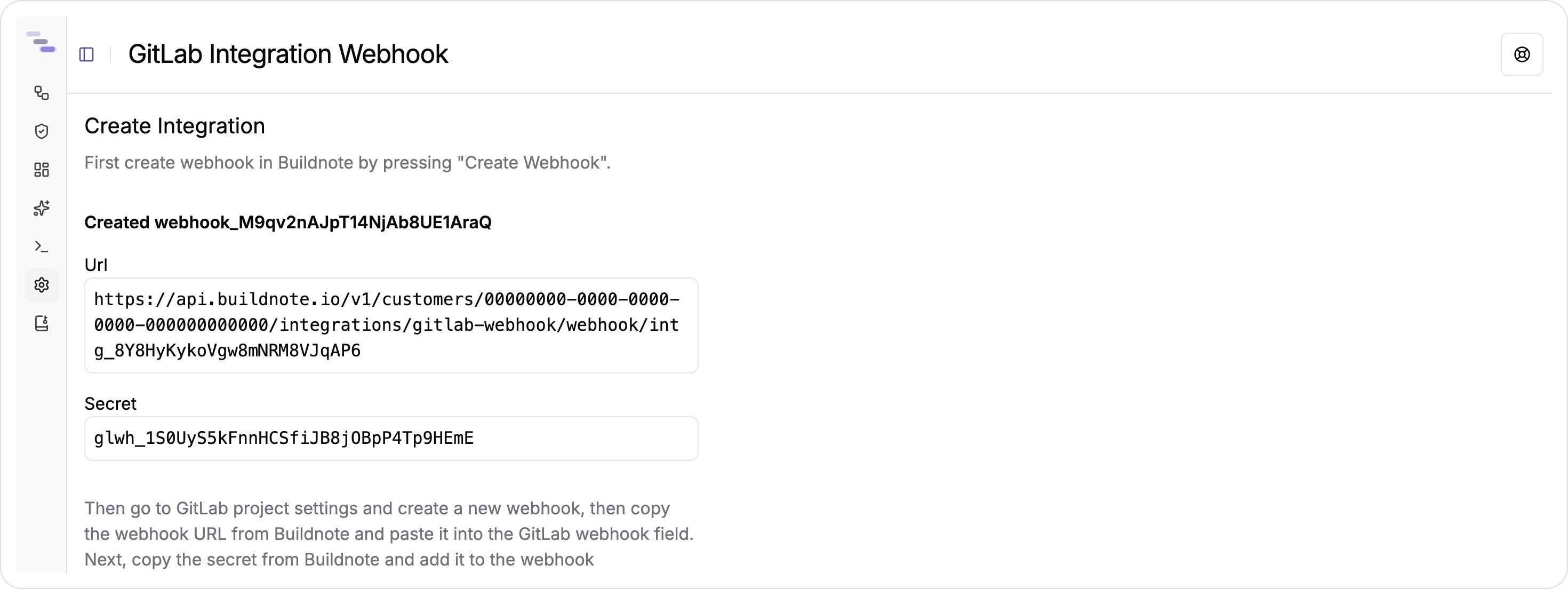 GitLab Webhook Created In Buildnote