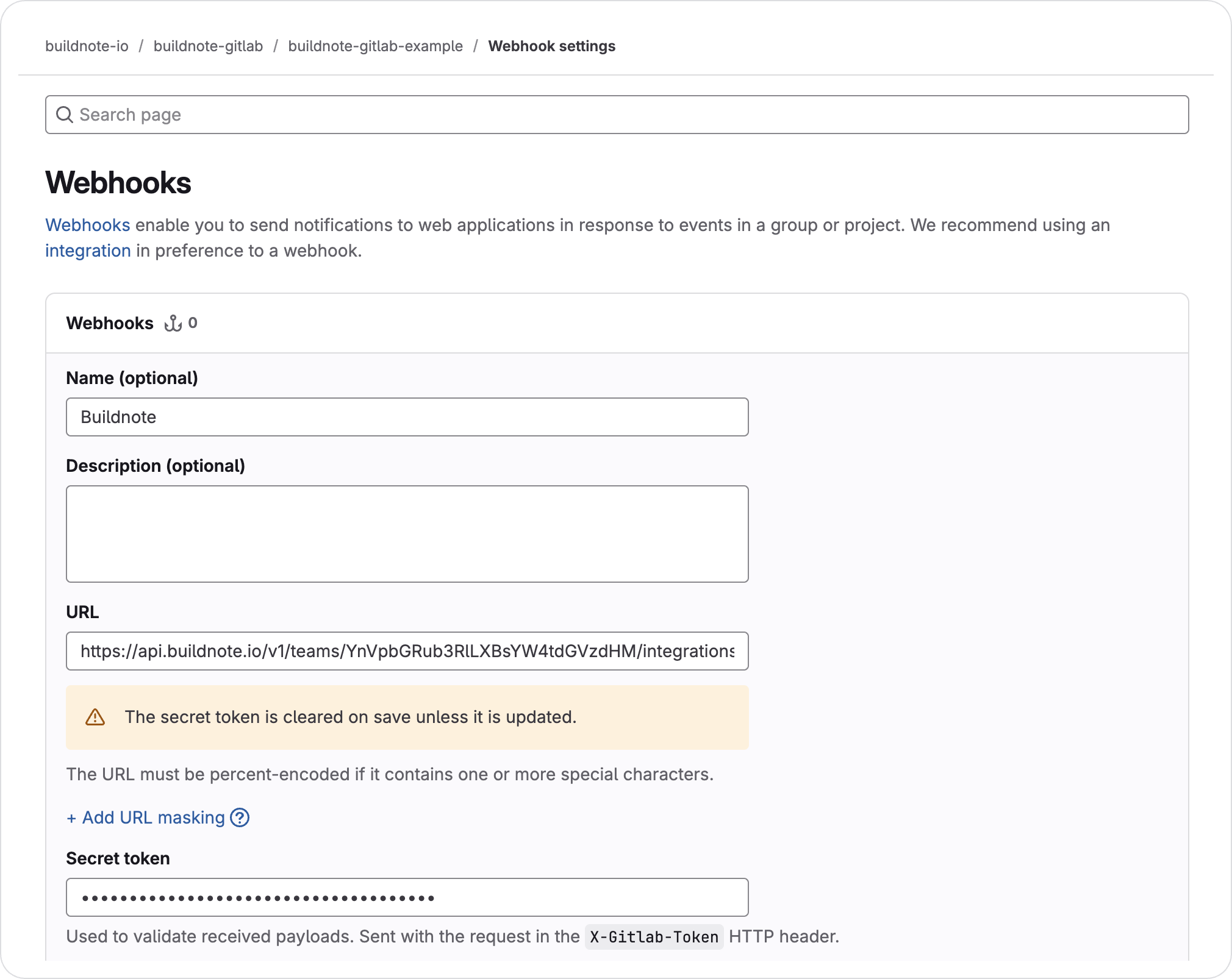 Configure GitLab Webhook Details