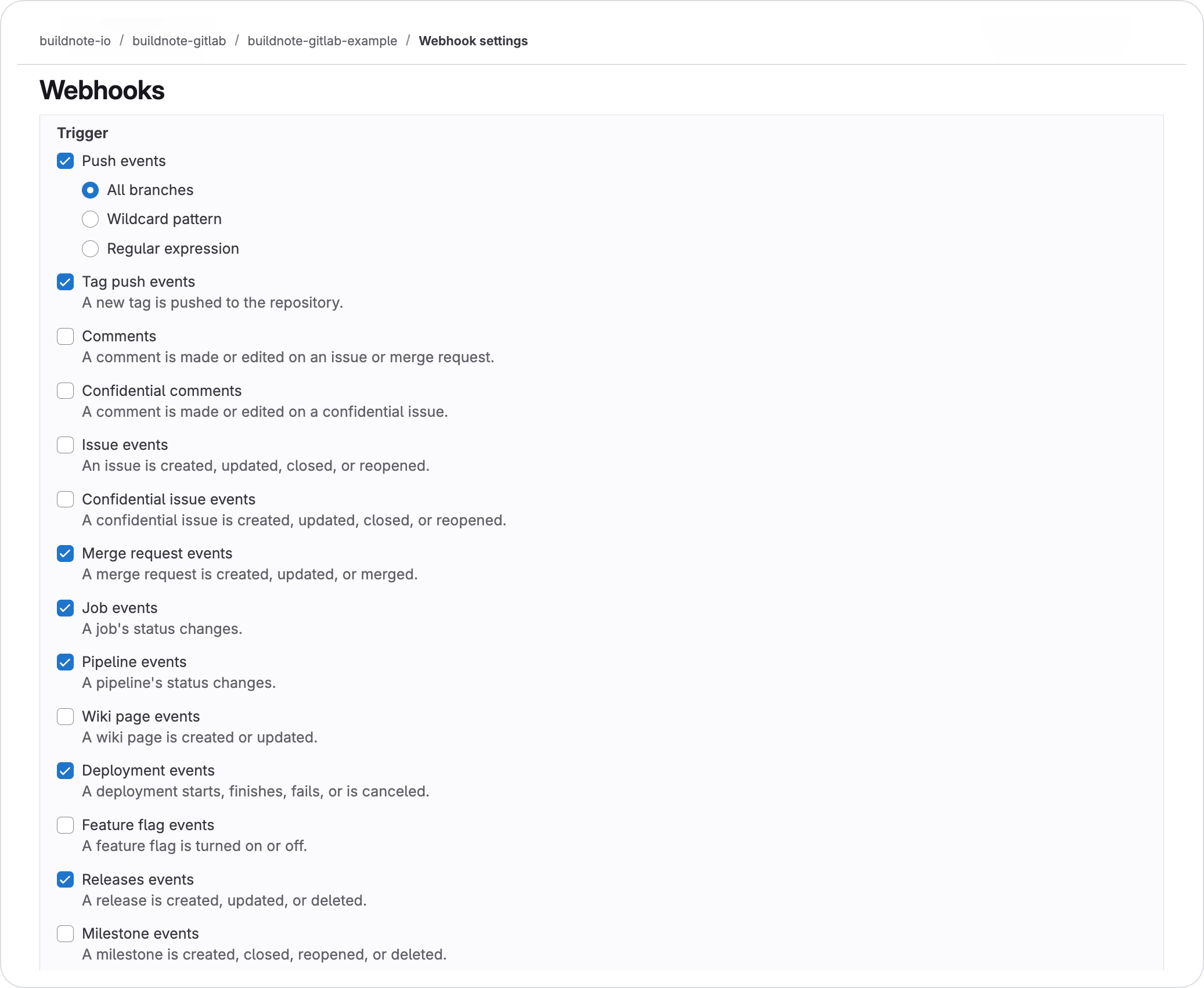 Configure GitLab Webhook Triggers
