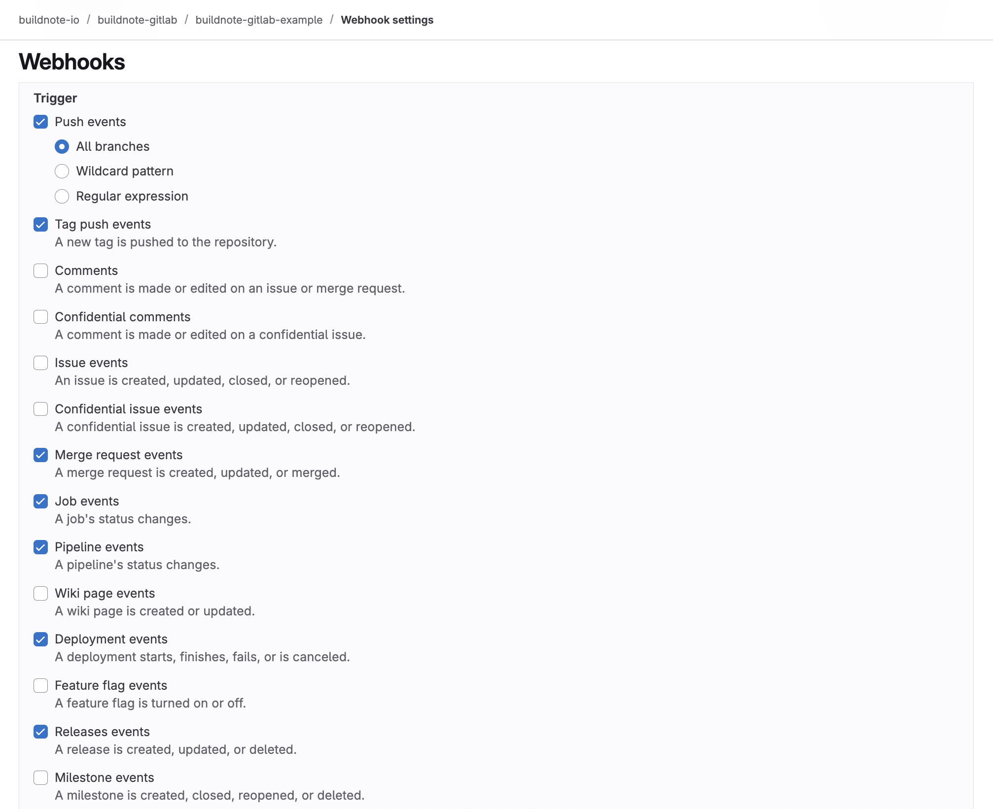 Configure GitLab Webhook Triggers
