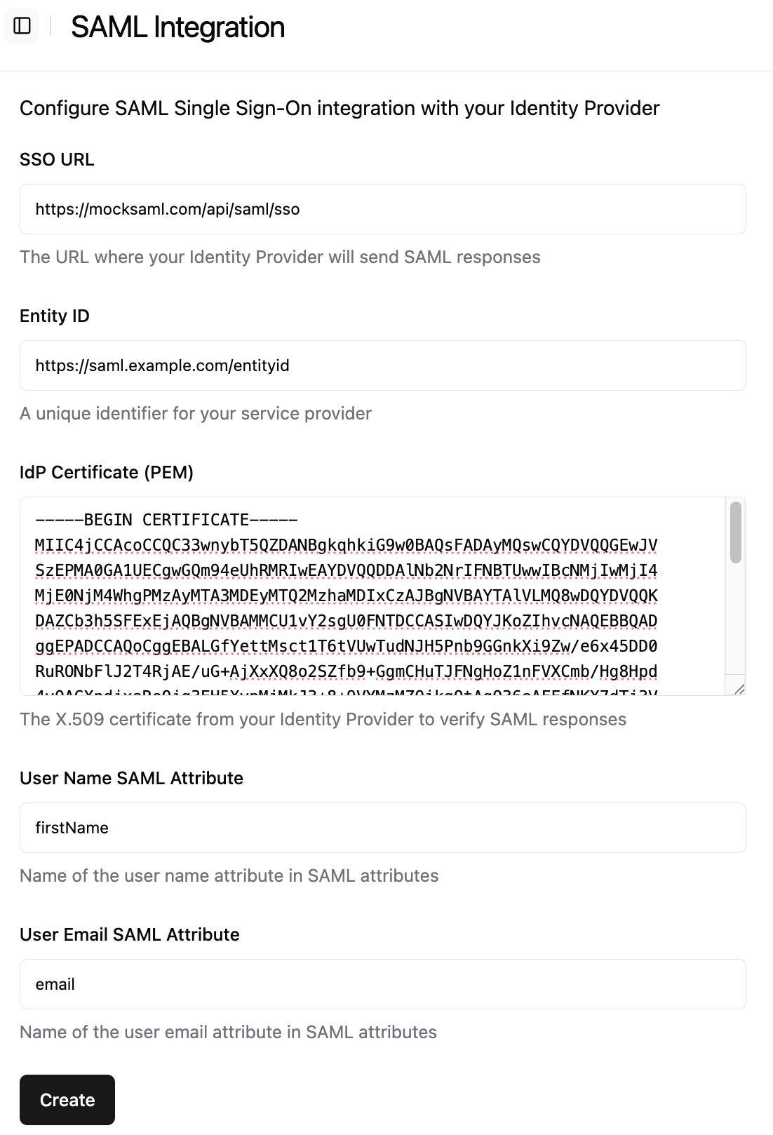 Create SAML IDP