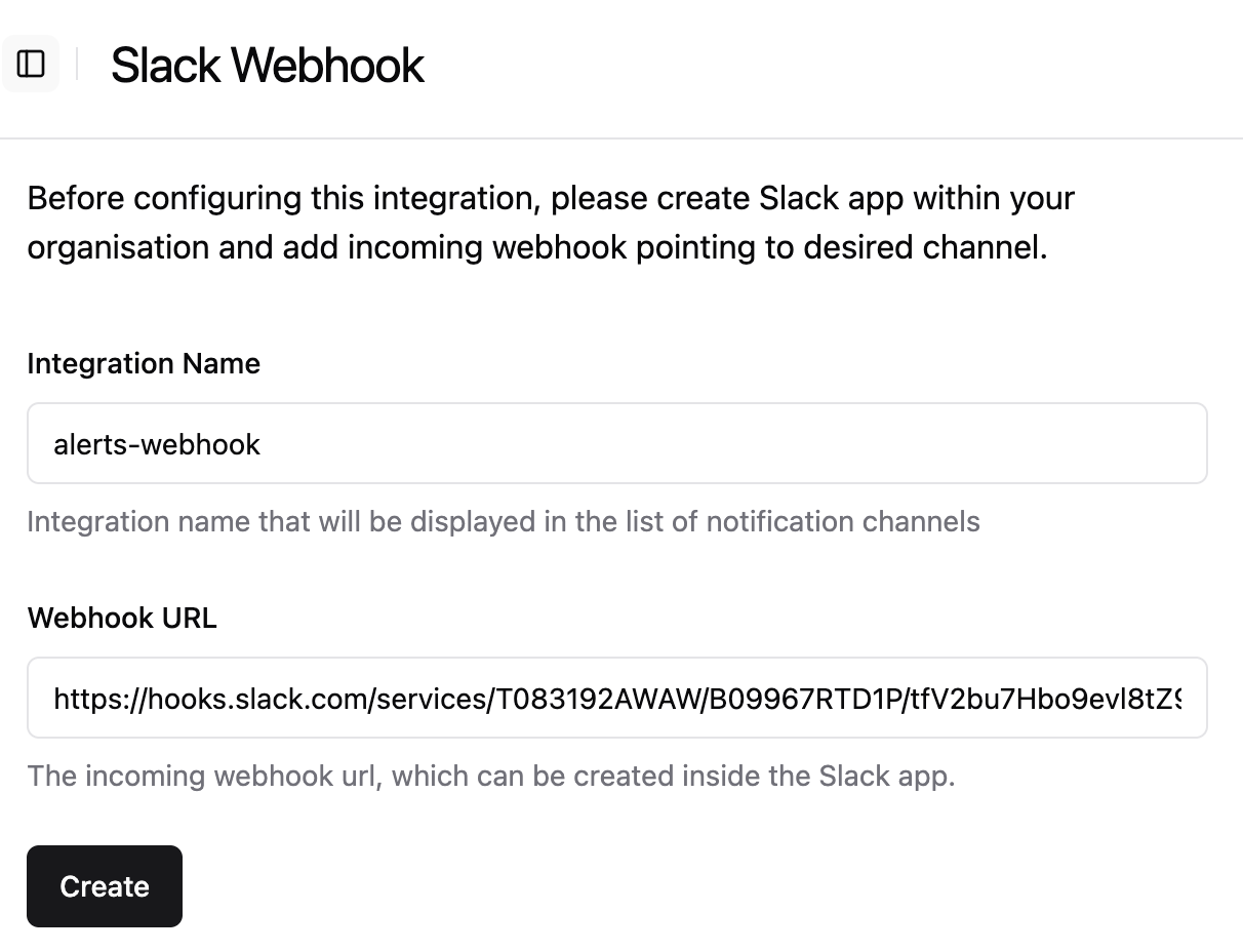 Slack Webhook Configure
